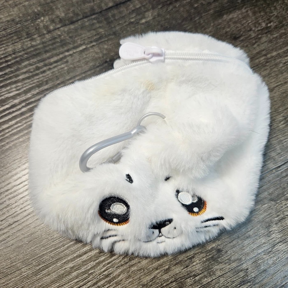 Na! Na! Na! Surprise White Seal Plush Zipper Pouch Purse with Clip MGA Kawaii